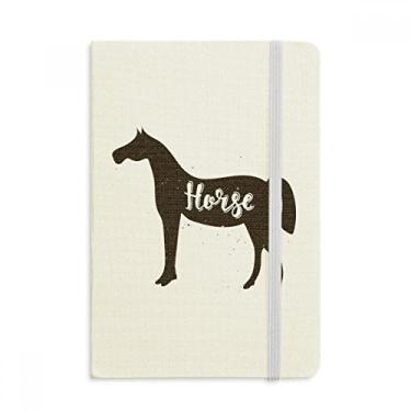Imagem de Caderno de animais em preto e branco de cavalo, capa dura em tecido, diário clássico