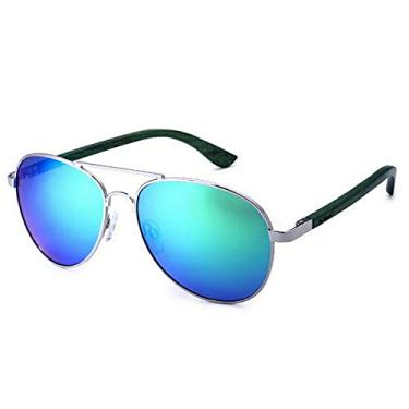 Imagem de Óculos de Sol Masculino Aviador HU WOOD Hastes de Madeira Polarizado com Proteção UV400 (C1)