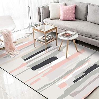 Imagem de Tapete de estilo nórdico moderno adequado para quarto, sala de estar, sala de jantar, tapete de varanda, tapete decorativo, rosa, cinza, abstrato, aquarela, 160 cm, 230 cm, atualizado,