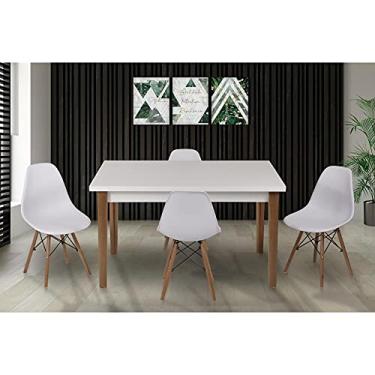 Imagem de Conjunto Mesa de Jantar Luiza 135cm Branca com 4 Cadeiras Eames Eiffel - Branco