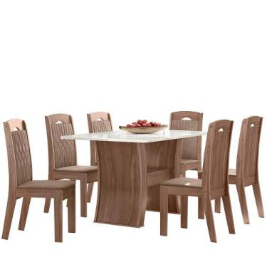Imagem de Conjunto Sala De Jantar 6 Cadeiras Com Mesa 1,35M Belgica Amêndoa - Ce