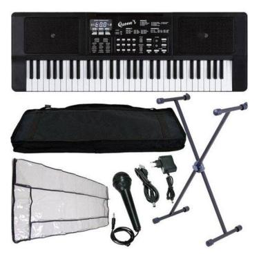 Imagem de Kit Teclado Musical Barato Estudante 61 Teclas Multi Funções