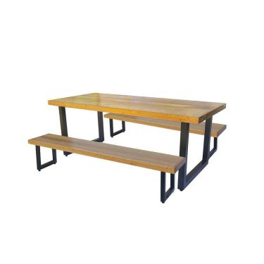 Imagem de Jogo Mesa E 2 Bancos Industrial Detroit 1,30m Ferragem Preta