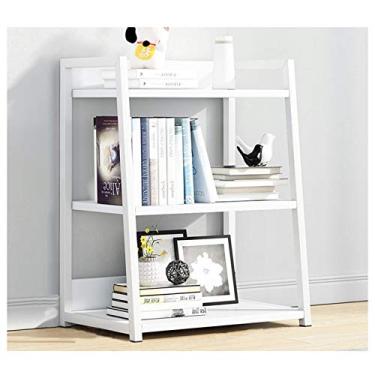 Imagem de Estante de canto pequena prateleiras de madeira e metal estante industrial prateleira de armazenamento para entrada, sala de estar, quarto, casa, escritório, cozinha, estante de livros/estantes (3