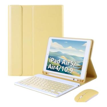 Imagem de Capa Para iPad Air 4ª Air 5ª Geração + Smart Keyboard+Mouse (Tartrazine, Teclado comum)