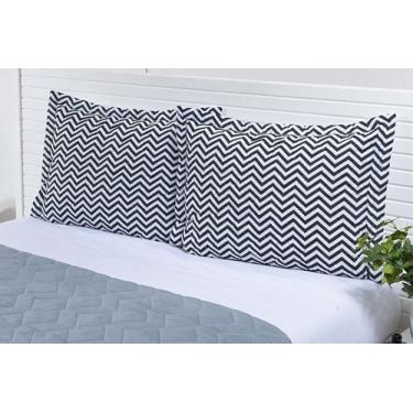 Imagem de 2 Porta Travesseiro Avulso Matelado Chevron 70cm X 50cm - MTR ENXOVAIS
