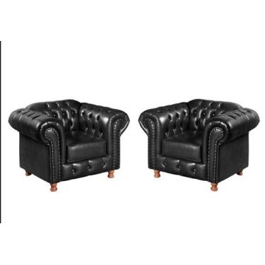 Imagem de Duas Poltronas Chesterfield Luiz XV Preto SALA RECEPCAO - NOVO ENCANTO