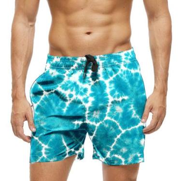 Imagem de Short Praia Shorts Banho Bermuda Verão Manchas Água Azul Blue Brilho 1