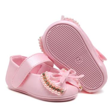 Imagem de Sapato Sapatilha Bebê Infantil Feminina Recém Nascida Branco Para Bati