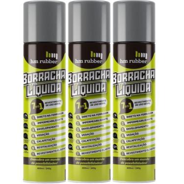 Imagem de Kit 3 Tinta Borracha Líquida Cinza Impermeabilizante Aerossol 400ml Hm