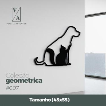 Imagem de Quadro Gato e Cachorro Geométrico G07 - Visual Ambiente