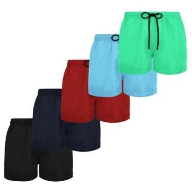 Imagem de Kit 5 Short Tactel Masculino Plus Size Moda Praia Bermuda Lisa-Masculino