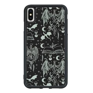 Imagem de Odhtst Aesthetic Bookish Fantasy Capa de telefone fina compatível com iPhone X/XS 5,8 polegadas, proteção TPU à prova de choque vintage Dragon Wyverns amantes de livros Sage Swords capa de telefone
