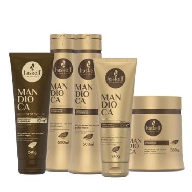 Imagem de Kit Haskell Mandioca Hidrata e Fortalece 500ml 5 Itens