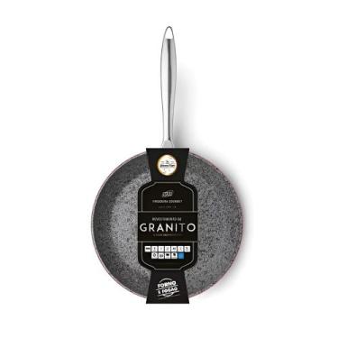 Imagem de Frigideira Granito Stone-flon Antiaderente Alumínio Forjado Cor Preto 