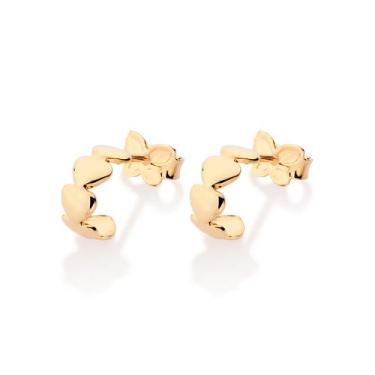 Imagem de Brinco Meia Argola Corações Banhado a Ouro Rommanel 527482, Dourado