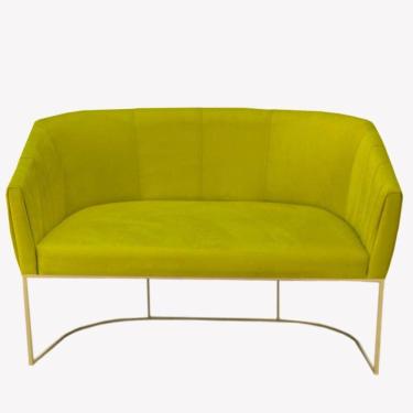 Imagem de Namoradeira Julia Base De Ferro Suede Amarelo D`classe Decor