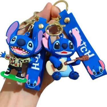 Imagem de Kit 2x Chaveiros 3d Lilo & Stitch Desenho Personagem Chave Carro Bolsa
