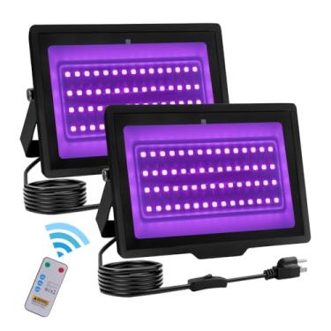 Imagem de uwiner Pacote Com 2 Luzes Led Pretas De 40 W, À Prova D'Água Ip66, Luz Negra Controle Remoto E Interruptor, Holofote Para Festa, Decoração Halloween, Pintura Corporal, Pôster Fluorescente, Iluminaçã