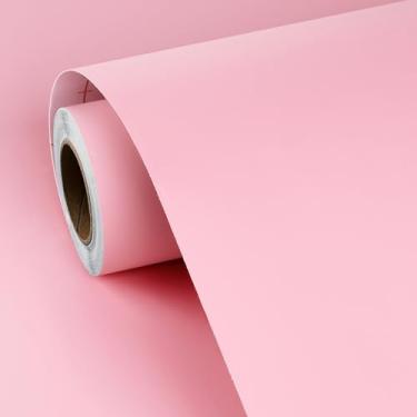 Imagem de FunStick Papel de parede rosa fofo descasque e cole à prova d'água rosa claro papel de contato para armários sala de aula papel de parede autoadesivo para meninas quarto banheiro paredes prateleiras