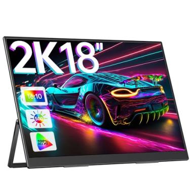 Imagem de cocopar Monitor portátil grande de 45.7 cm 2,5K 2560×1600 16:10 500 Nits 100% DCI-P3 HDMI USB-C Monitor de viagem para laptop, MacBook Ssurface Xbox PS4/5, com suporte VESA montável