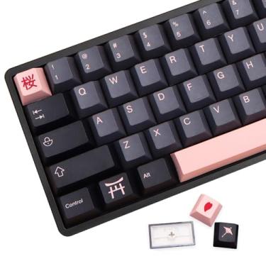 Imagem de MOLGRIA Conjunto de 136 teclas Night Sakura para teclado de tamanho completo, teclas personalizadas com perfil PBT Cherry com extrator de teclas para teclado Cherry MX 104/87/68/61 60% ANSI/ISO Layout