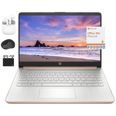 Imagem de HP Notebook de 35.6 cm 2024 mais novo notebook fino leve estudantes negócios, quad-core Intel N4120, 16 GB RAM, 384 GB (128 GB eMMC + cartão de 256 GB) 1 ano Office 365, Webcam WiFi, Windows 11S,