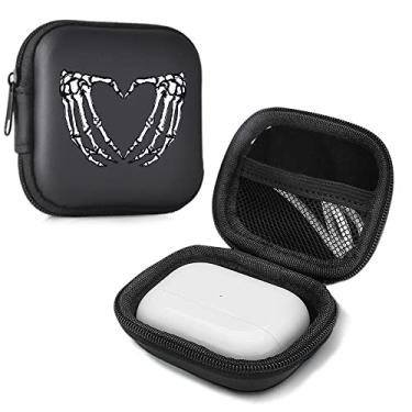 Imagem de MAYCARI Capa de fone de ouvido para fone de ouvido rígida, bolsa de viagem para transporte, esqueleto, capa para fone de ouvido, mini bolsa de armazenamento em EVA