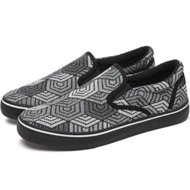 Imagem de yageyan Tênis masculino sem cadarço, mocassins, lona, preto, lona, azul, casual, moderno, Lona preta, 38