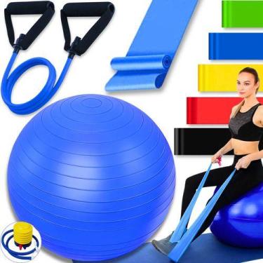 Imagem de Kit Bola De Pilates Elástico Treino Faixa Elástica Mini Band - Prime B
