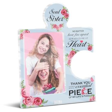 Imagem de Porta-retrato Soul Sister Gifts 10 x 15 cm - Bestie Puzzle Porta-retrato Amizade Presentes para Soul Sisters Aniversário, Natal, Ação de Graças