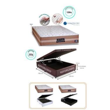 Imagem de Conjunto Cama Box Baú Casal Viúva + Colchão Sankonfort Le Confort 128x