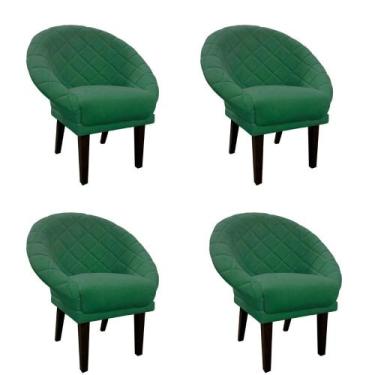 Imagem de Kit 4 Cadeiras Sala de Estar Liz Veludo Verde - Mansão Decor