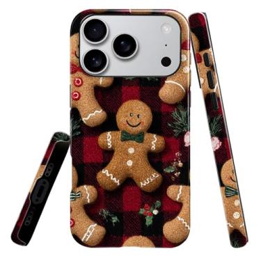 Imagem de heindiy Compatível com iPhone 17 Pro, capa brilhante, proteção total, à prova de choque, anti-arranhões, capa de TPU, capas para homem mulher - Natal gengibre preto vermelho xadrez