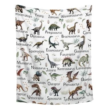 Imagem de Cobertor de dinossauro para crianças, meninos, tipos de dinossauros, presentes para amantes de dinossauros, cobertor de flanela super macio para sofá, acampamento, viagem, cama, casa, dinossauro,
