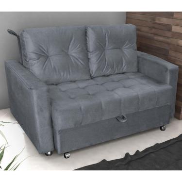 Imagem de Sofá Cama 2 Lugares Yago Veludo Chumbo