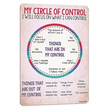Imagem de PAIION Pôster de assistente social My Circle Of Control Vertical Metal Tin Signs Social Health Poster Engraçado Café Quarto Sala de Estar Decoração de Parede 20 x 30 cm