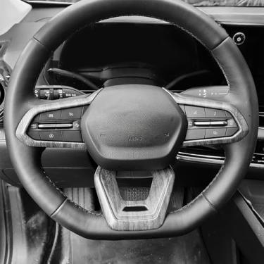 Imagem de Capa de moldura de volante de carro premium, compatível com acessórios Chevy Equinox RS 2025-2026 - antiderrapante, ajuste universal, fácil instalação e acessórios de atualização de luxo (grão de