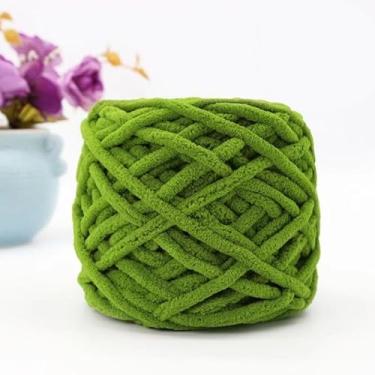 Imagem de 1 fio grosso para tricô à mão, fio de chenille grosso, fios grandes e grossos para crochê, fios de cobertor de malha super volumosos, (25 m cada novelo), creme (verde)