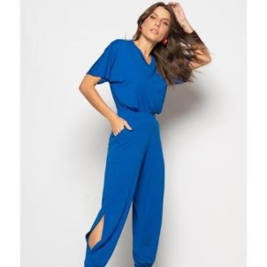 Imagem de Conjunto Blusa Ampla Gola V E Calça Jogger Fenda Malha Salvatore-Feminino