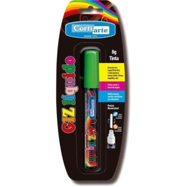 Imagem de Giz Líquido Verde 5MM 8G Ponta Dupla Blister - Cortiarte