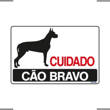 Imagem de Placa De Sinalização Cuidado Cão Bravo 30x20 Ekomunike - P-8 F9e