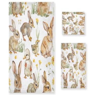 Imagem de xigua Conjunto de toalhas de banheiro de animais de fazenda absorvente macio toalha de banho de 3 peças toalha de mão toalhas decorativas para banheiro, academia, hotel, praia, piscina