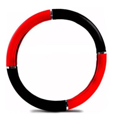 Imagem de Capa de Volante VERMELHO com Anel Cromado Universal