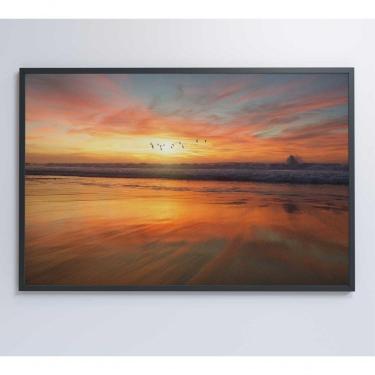 Imagem de Quadro Litoral No Pôr Do Sol 120x80 Cm Vidro Impresso