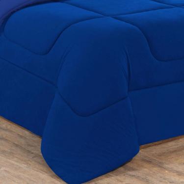 Imagem de Kit Edredom + Jogo De Lençol Malha 100% Algodão Gran Moratta 7 Peças Queen - Azul Royal/Azul Royal