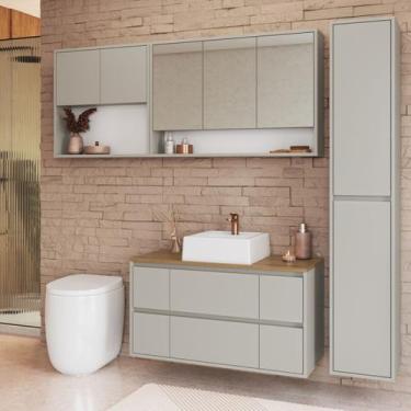 Imagem de Conjunto para Banheiro 4 Peças com Cuba e Gabinete Suspenso Berlin Art