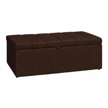 Imagem de Recamier Calçadeira Baú Carla Para Quarto Cama Casal 140 cm Suede Marr