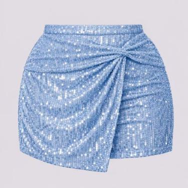 Imagem de Short Saia de Paete Brilhante Plus Size G1 ao G8 Cos Alto Luxo Elegant