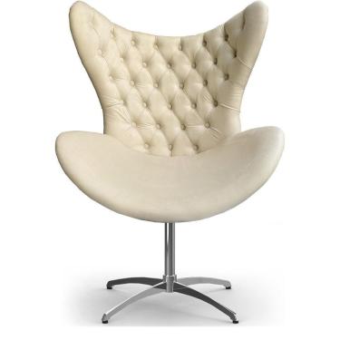 Imagem de Cadeira Decorativa Com Capitonê Big Egg Bege Giratória